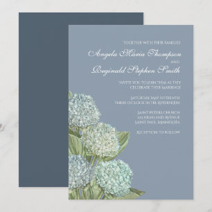Blått Hydrangea/ Dusty Blue Back Wedding bjudande Inbjudningar