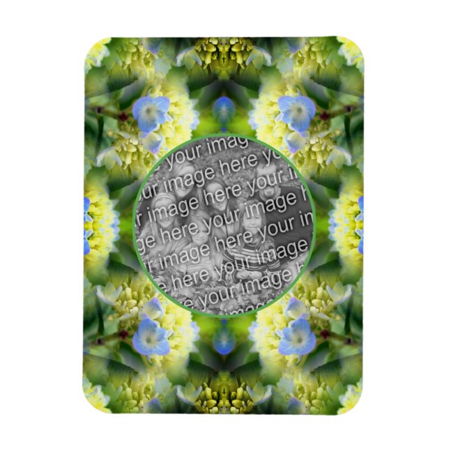 Blått Hydrangea Flower Ram Skapar ditt eget foto Magnet (Vertikal)