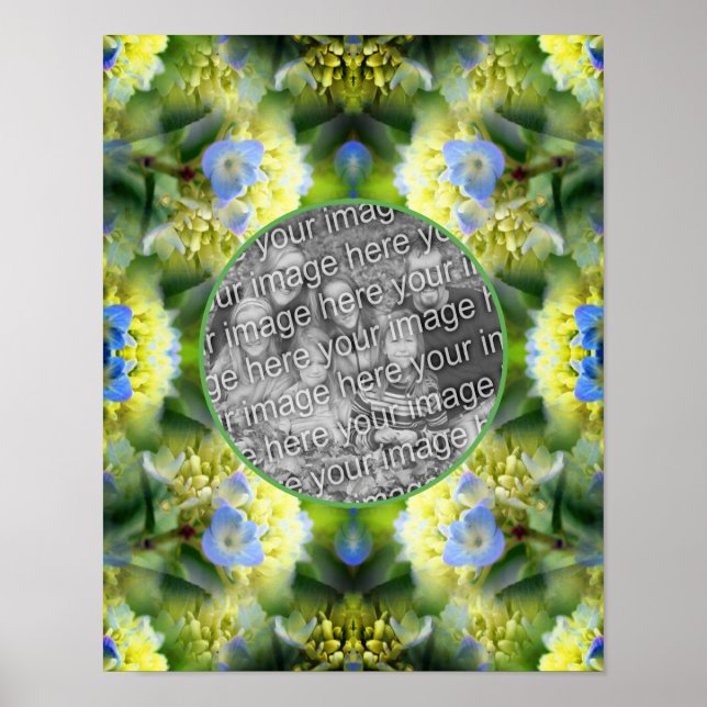 Blått Hydrangea Flower Ram Skapar ditt eget foto Poster (Framsidan)