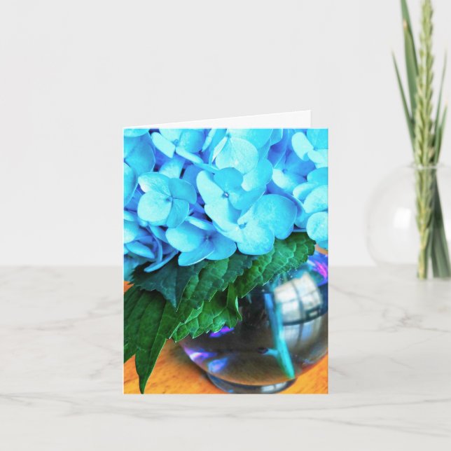 Blått Hydrangea Flowers NoteCard Kort (Framsida)
