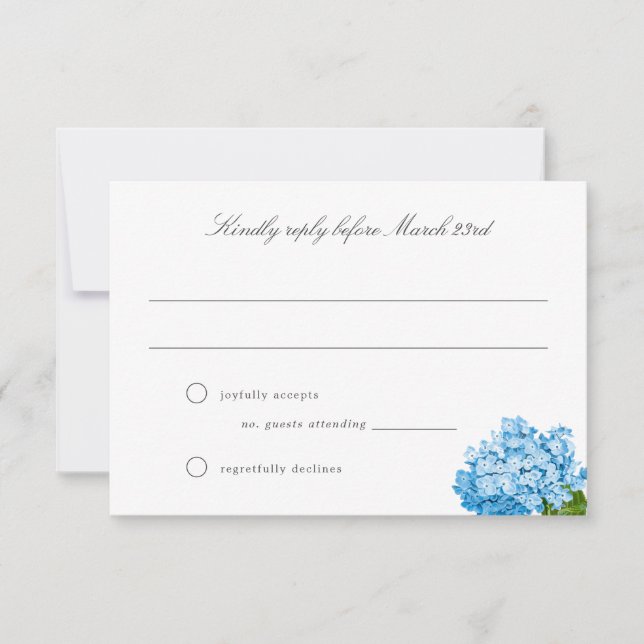 Blått Hydrangea Grand Millennium Bröllop OSA Card (Framsida)