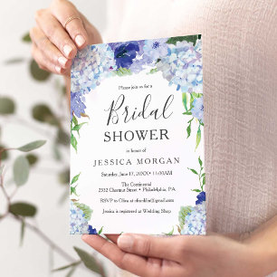 Blått Hydrangea Inbjudningskort för möhippan-kort