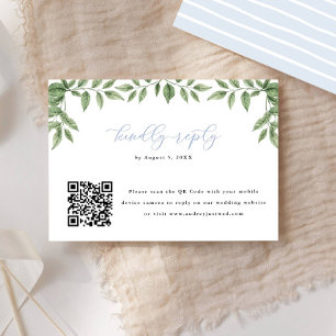 Blått Hydrangea Löv QR-kod Kalligrafi Svar