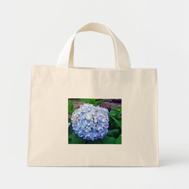 Blått Hydrangea Mini Tygkasse (Framsidan)