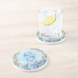 Blått Hydrangea Monogram Underlägg