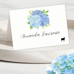 Blått Hydrangea Namn Lamb Måltidskort Placera kort