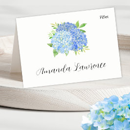 Blått Hydrangea Namn-måltidsalternativ Placera kor Bordsnummer