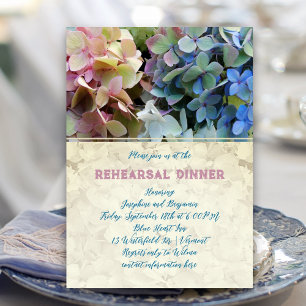 Blått Hydrangea Rehearsal Dinner Vintage Blommigt Inbjudningar