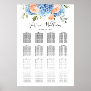 Blått Hydrangea Ro 15 Bord-SÄKERHETSCHART Poster