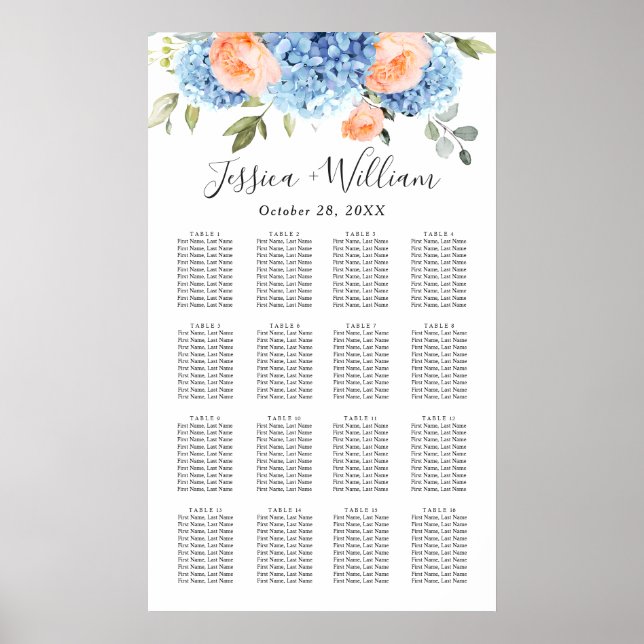 Blått Hydrangea  Ro 16-Bord-SÄKERHETSKORT Poster (Framsidan)