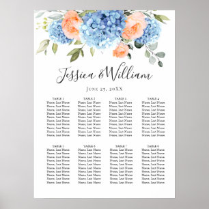 Blått Hydrangea Ro 8-Bord-SÄKERHETSKORT Poster