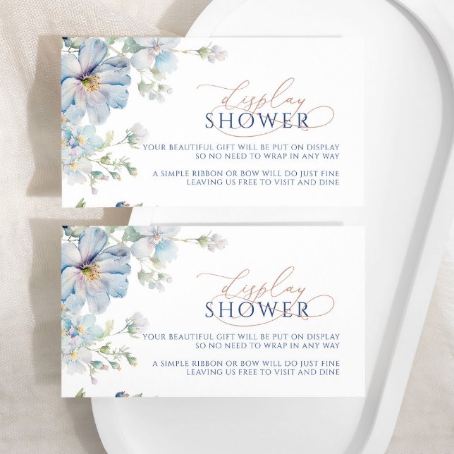 Blått Hydrangea & Ro Visning Shower Biljett Card Tilläggskort (Skapare uppladdad)