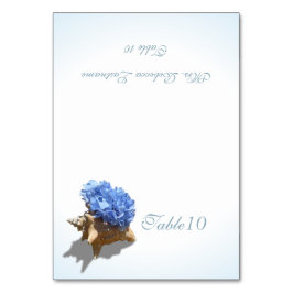 Blått Hydrangea Sea Snäcka Place Card Bordsnummer