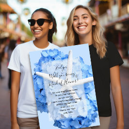 Blått Hydrangea Starfish be My Bridesmaid Card