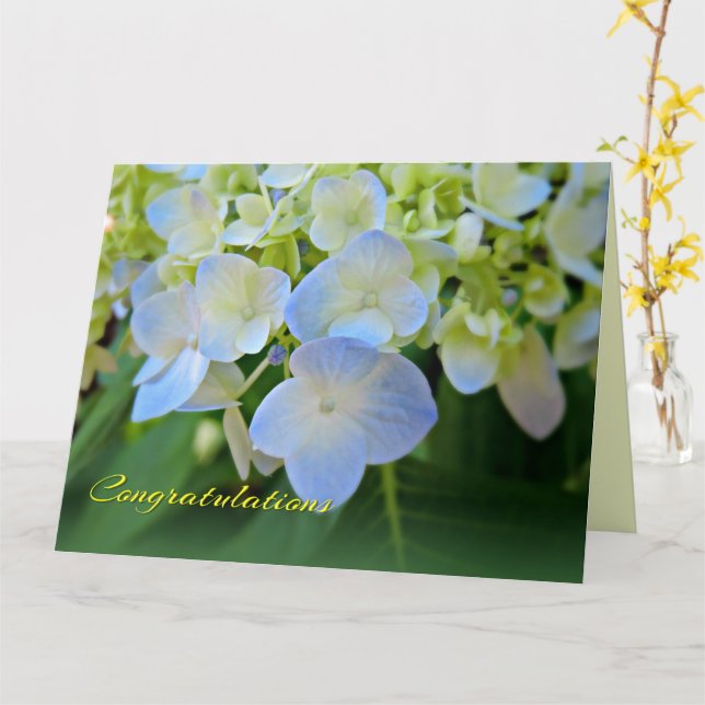 Blått Hydrangea valfritt Tillfälle-Grattis-kort Kort (Gul blomma)