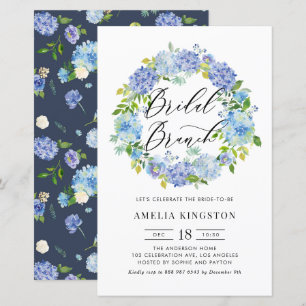 Blått Hydrangea WAN Möhippa Brunch Inbjudan