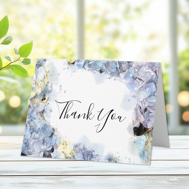 Blått Hydrangea Watercolor Sympathy Tack (Skapare uppladdad)