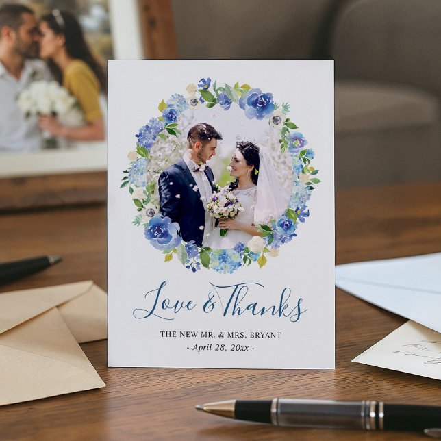 Blått Hydrangeas Blommigt Utandning Foder till Tac Tack Kort (Skapare uppladdad)