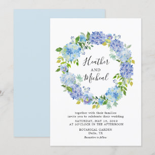 Blått Hydrangeas Blommigt Utandningsbröllop - inbj Inbjudningar