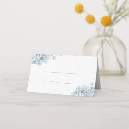 Blått Hydrangeas Bröllop-mappat platskort Placeringskort