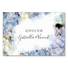 Blått Hydrangeas Watercolor Bröllop Advice-kort Bordsnummer
