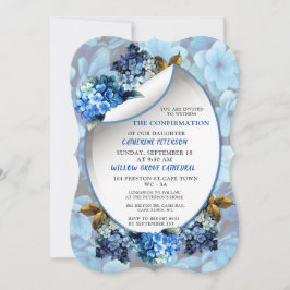 Blått Hydrangeas Watercolor Flowers Bekräftelse i Inbjudningar