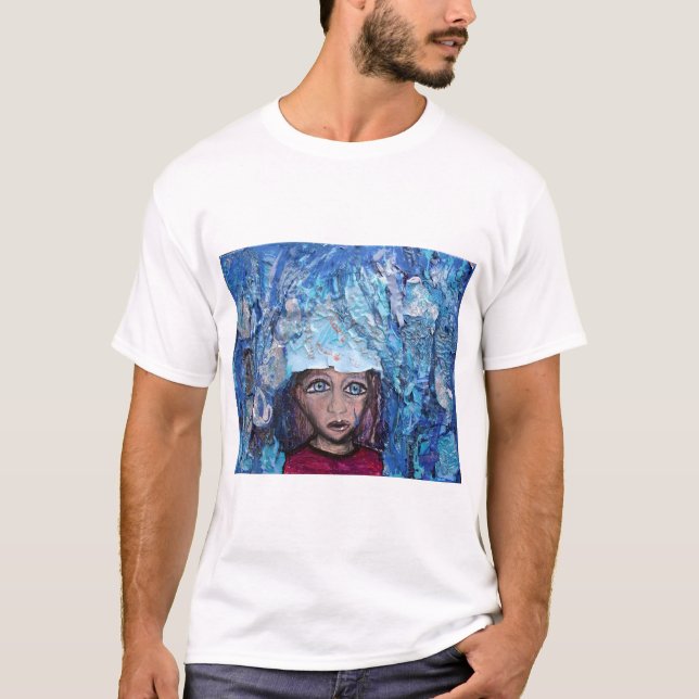 Blått i regna tee shirt (Framsida)