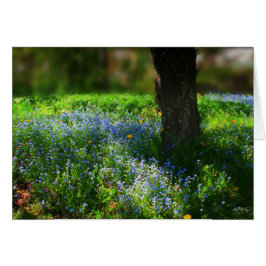 Blått i solljus hälsningskort