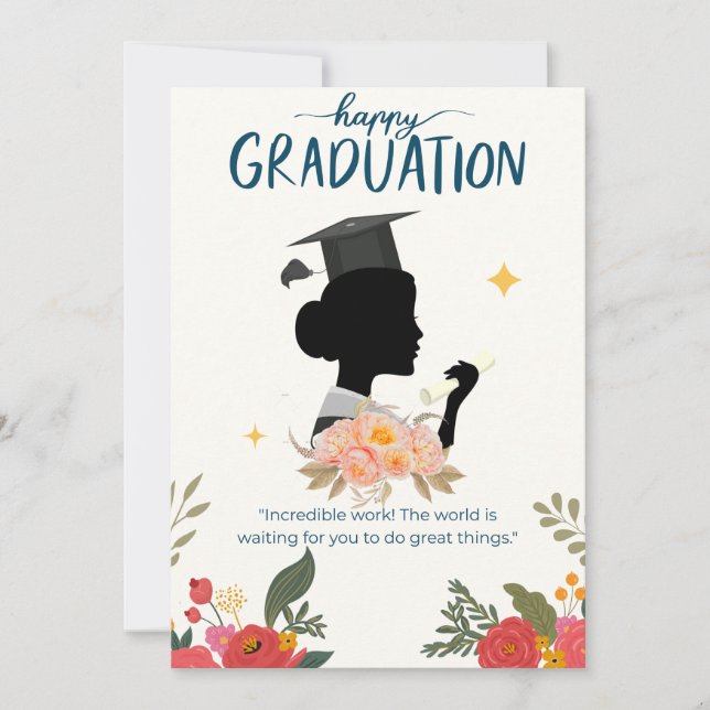 Blått Illustrativt Lycklig Studenten-kort (Framsida)