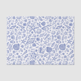 Blått illustrerat Seashell-vävnadspapper
