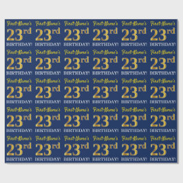 Blått, Imitation Guld titta "23:e BIRTHDAY" Presentpapper