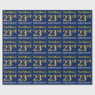 Blått, Imitation Guld titta "23:e BIRTHDAY" Presentpapper