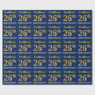 Blått, Imitation Guld titta "26:e BIRTHDAY" Presentpapper
