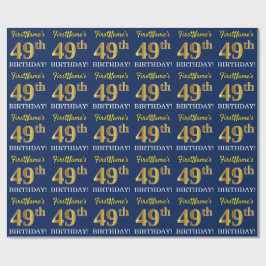 Blått, Imitation Guld titta "49:e BIRTHDAY" Presentpapper
