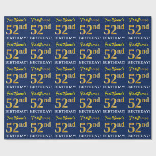 Blått, Imitation Guld titta "52:a BIRTHDAY" Presentpapper