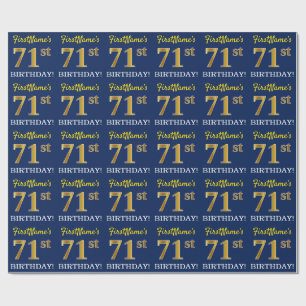 Blått, Imitation Guld titta "71:a BIRTHDAY" Presentpapper