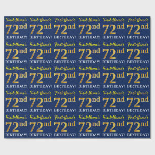 Blått, Imitation Guld titta "72:a BIRTHDAY" Presentpapper