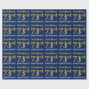 Blått, Imitation Guld titta "73:e BIRTHDAY" Presentpapper