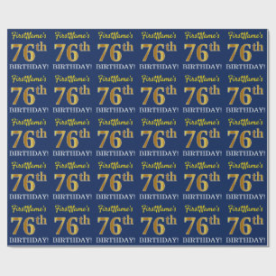 Blått, Imitation Guld titta "76:e BIRTHDAY" Presentpapper