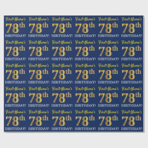 Blått, Imitation Guld titta "78:e BIRTHDAY" Presentpapper