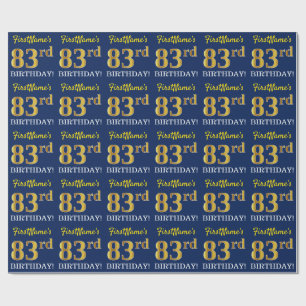 Blått, Imitation Guld titta "83:e BIRTHDAY" Presentpapper