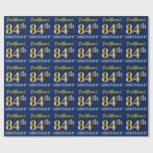 Blått, Imitation Guld titta "84:e BIRTHDAY" Presentpapper