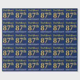 Blått, Imitation Guld titta "87:e BIRTHDAY" Presentpapper