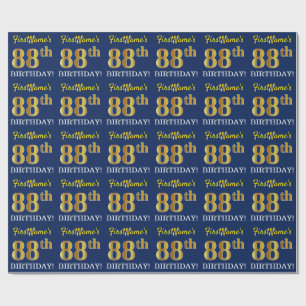 Blått, Imitation Guld titta "88:e BIRTHDAY" Presentpapper