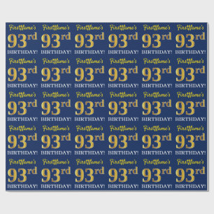 Blått, Imitation Guld titta "93:e BIRTHDAY" Presentpapper