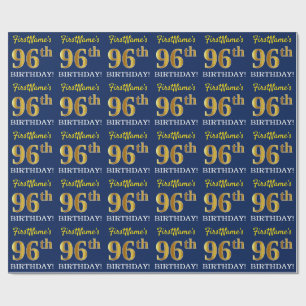Blått, Imitation Guld titta "96:e BIRTHDAY" Presentpapper