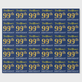 Blått, Imitation Guld titta "99:e BIRTHDAY" Presentpapper