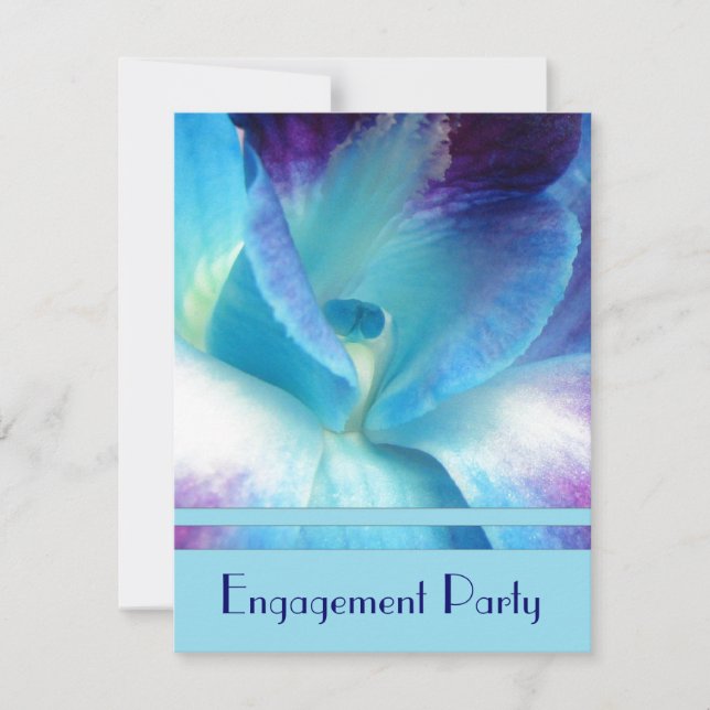 Blått inbjudan till Orchid-Förlovningsfest (Framsida)