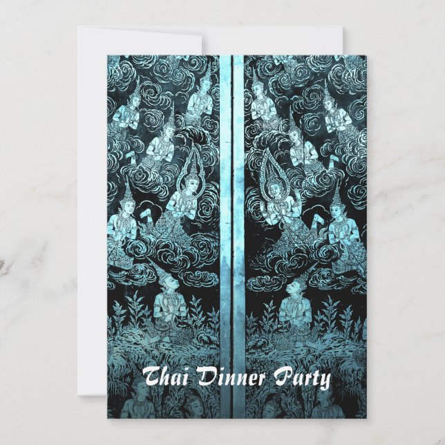 Blått inbjudan till thailändska Temapartyet (Framsida)