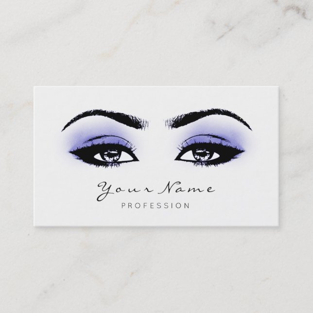 Blått Indigo Makeup Lash Extension Svartvit Tidsbeställning Kort (Framsida)